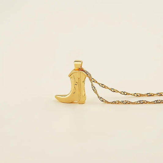 Candice the Cowgirl, Cowboy boot necklace, Gold Plated