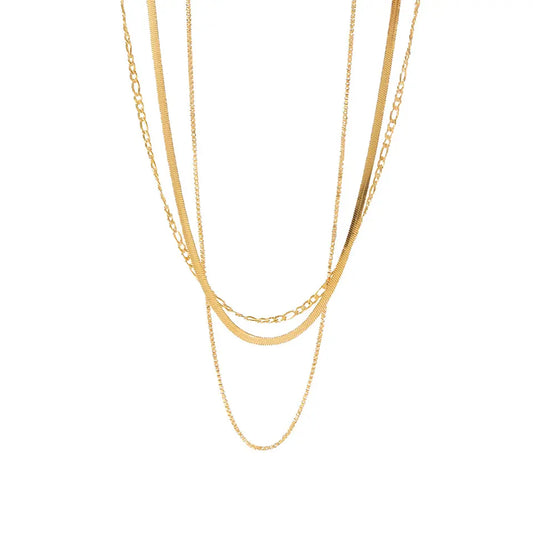Carson, Triple Layered Necklace, Gold Plated