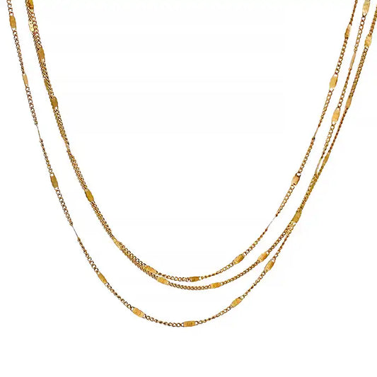 Quincy, Triple Layer Gold Plated Necklace